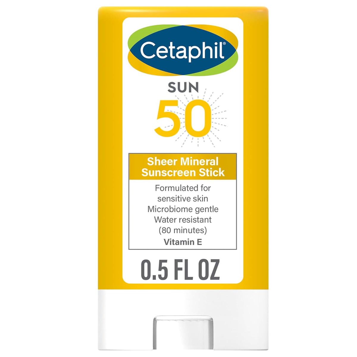 Cetaphil Sheer Mineral Sunscreen Stick for Face & Body, 0.5oz, SPF 50