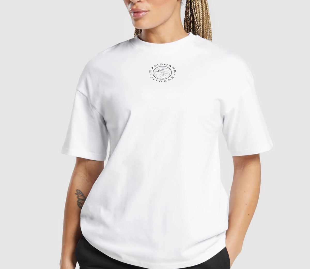 Franela oversized blanca gym shark talla S y M