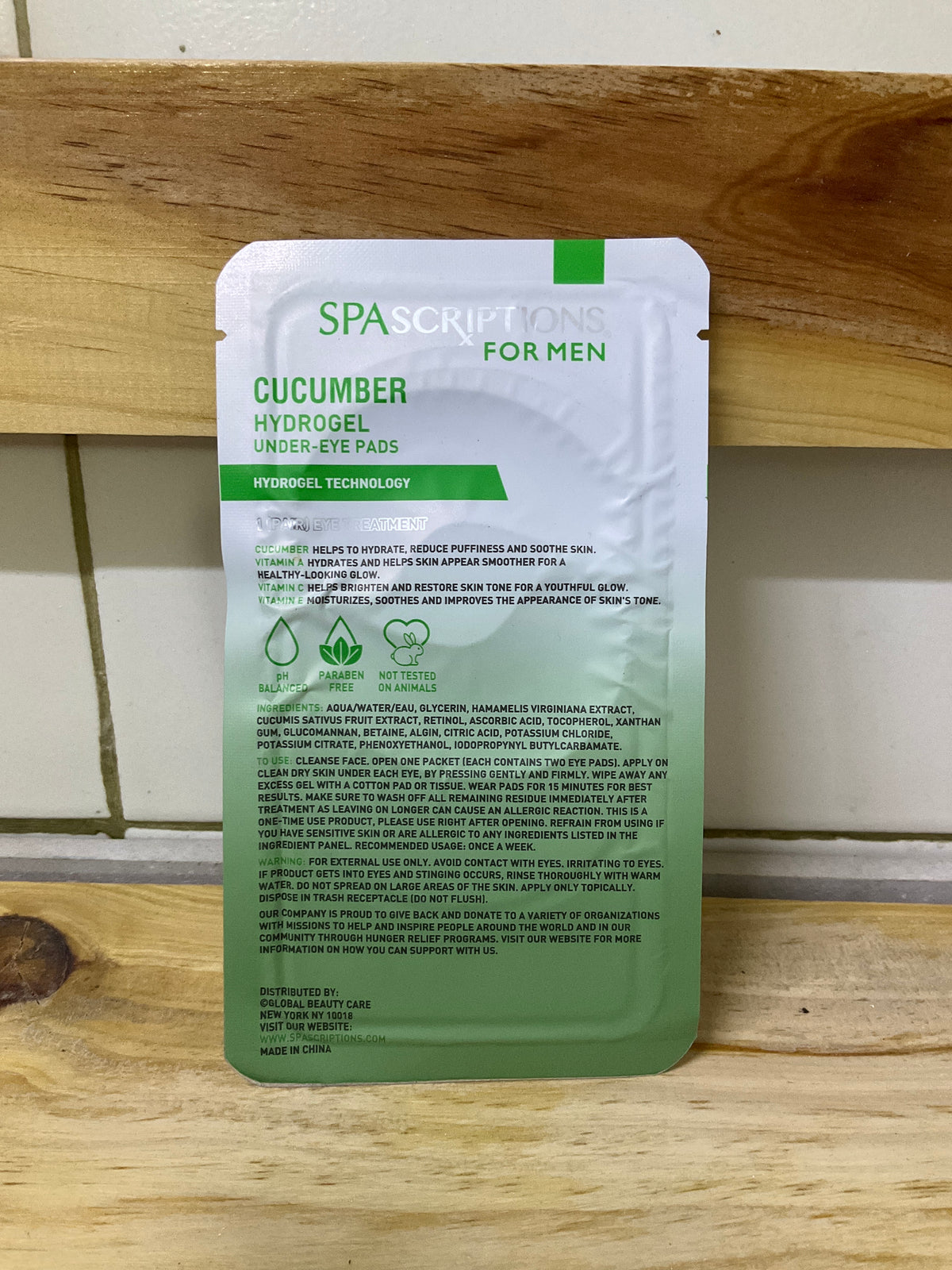 Spa scriptions for men cucumber hydrogel