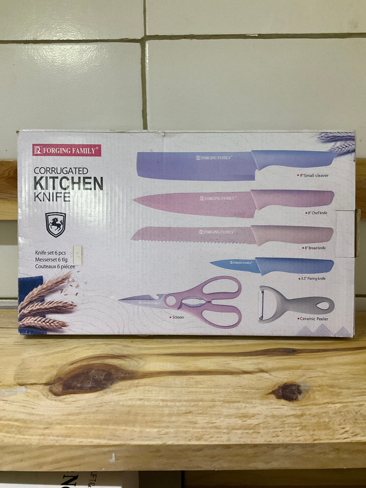 Corrugated kitchen knife set 6 pcs cuchillos
