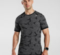 Franela gym shark gris con negro talla L