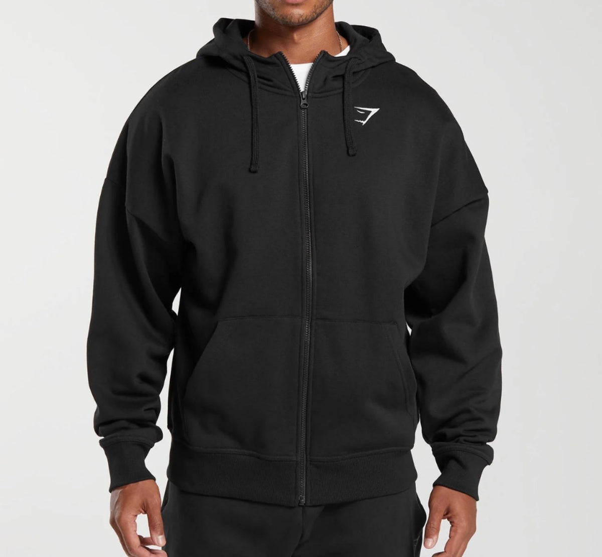 Suéter gym shark negro con cierre talla L y S