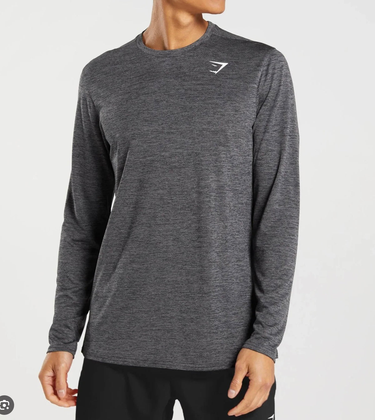 GYMSHARK CAMISA MANGA LARGA GRIS MANCHADA TALLA M Y L