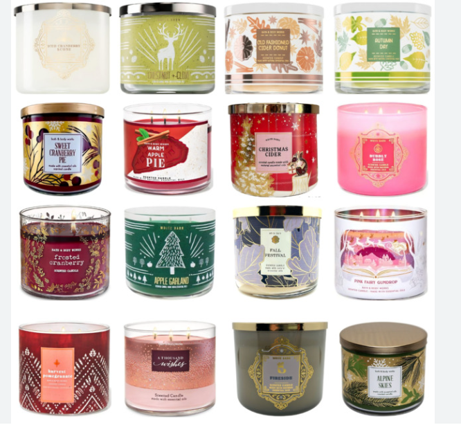 VELAS 3 MECHAS BATH AND BODY