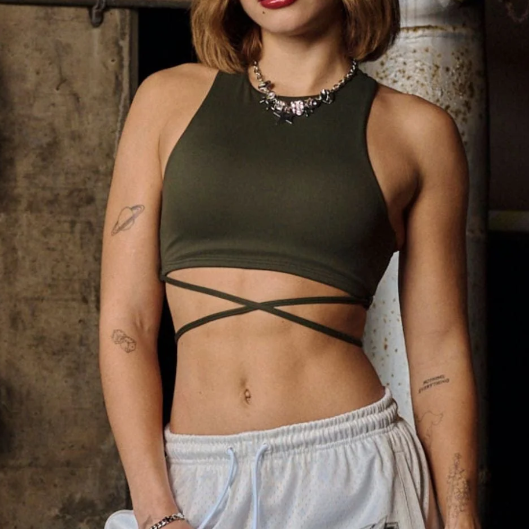 TOP TELA LICRA VERDE TALLA S y M youngla